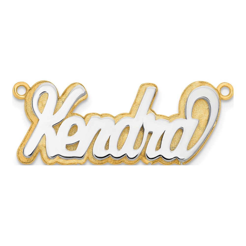 14K Two-Tone Gold 3D Name Plate Pendant