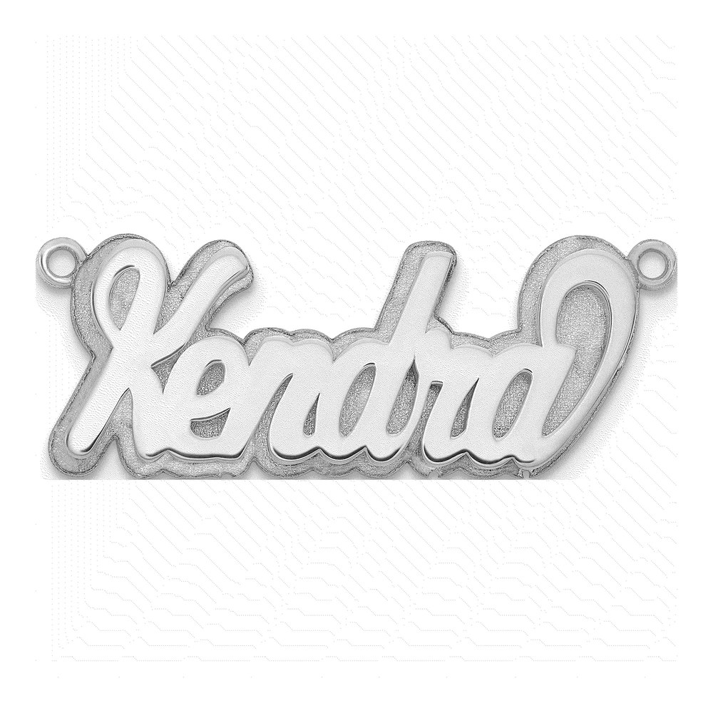 14K White Gold Rhodium-Plated 3-D Polished Name Plate