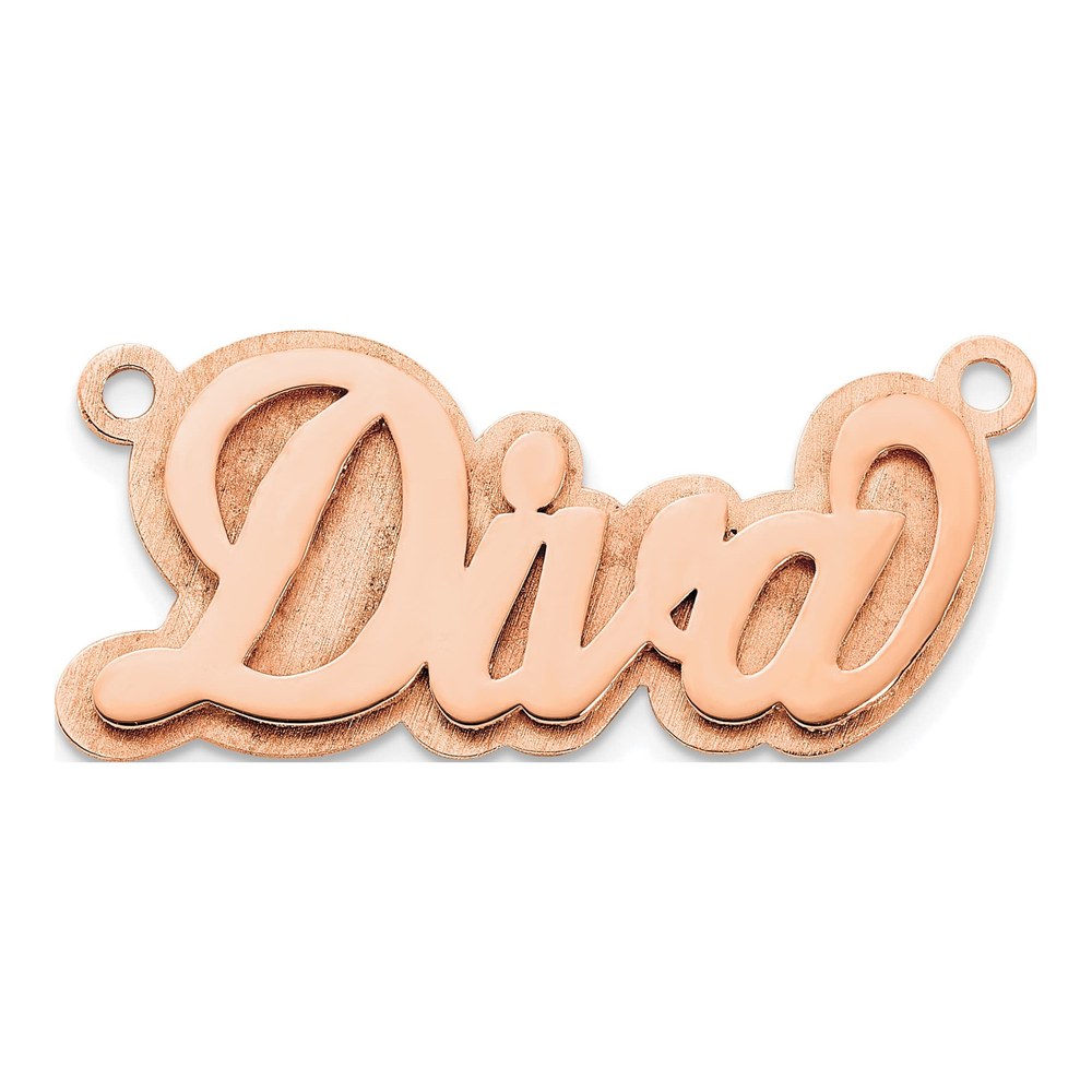Sterling Silver/rose-Plated 3-D Polished Name Plate