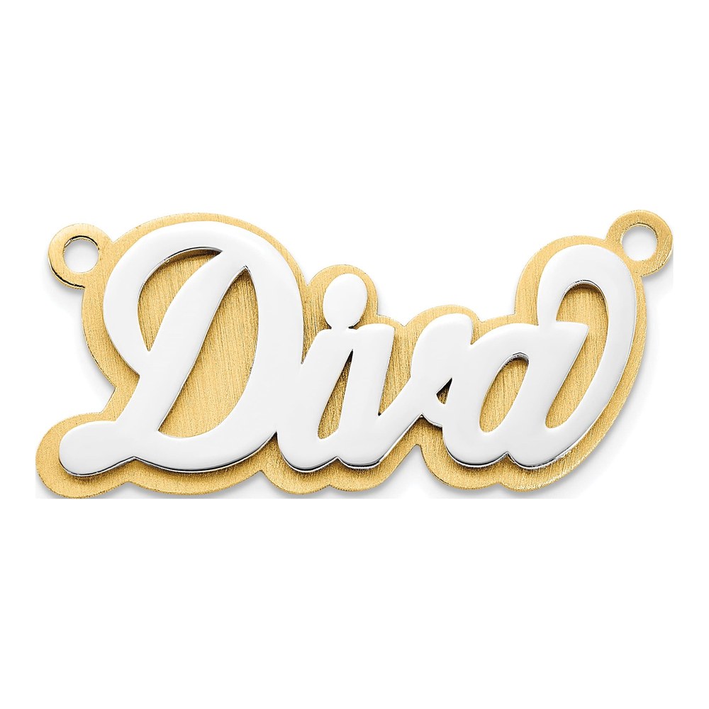 14K Two-Tone Gold 3D Name Plate Pendant