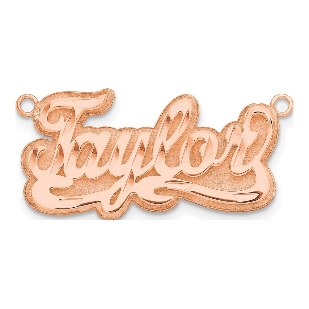 Sterling Silver/rose-Plated 3-D Diamond-Cut Name Plate