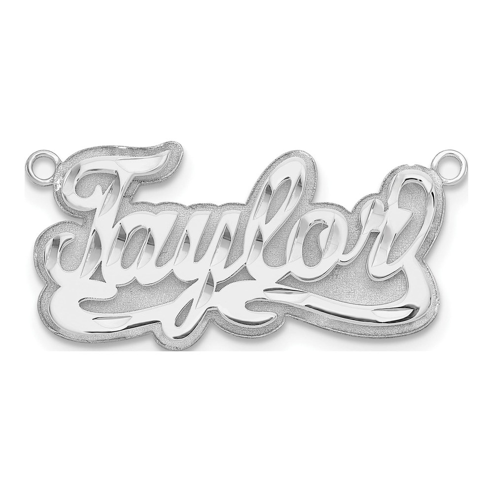 14K White Gold Rhodium-Plated 3-D Diamond-Cut Name Plate