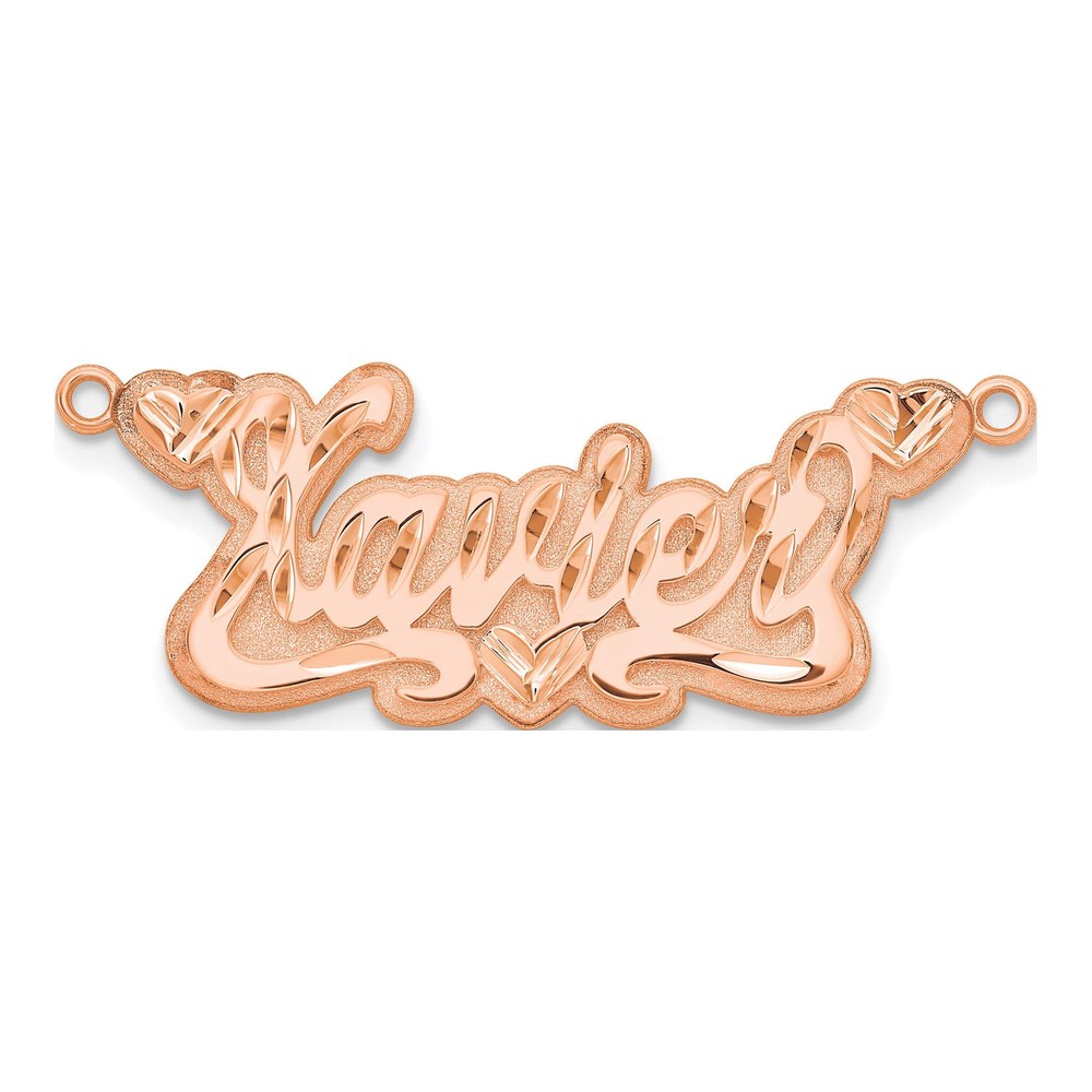 Sterling Silver/rose-Plated 3-D Diamond-Cut Hearts Name Plate