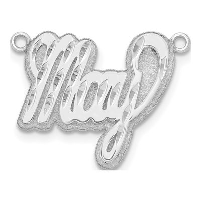 14K White Gold Diamond-Cut 3D Name Plate Pendant – view 2