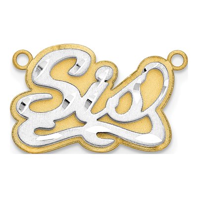14K Two-Tone Gold Personalized Name Plate Pendant – view 2