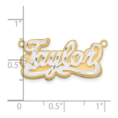 14K Two-Tone Gold Personalized Name Plate Pendant – view 3