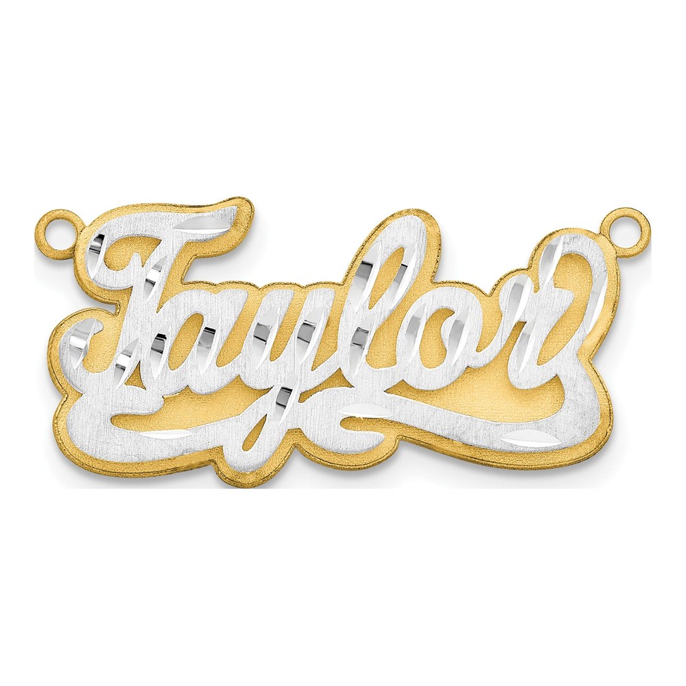 14K Two-Tone Gold Personalized Name Plate Pendant