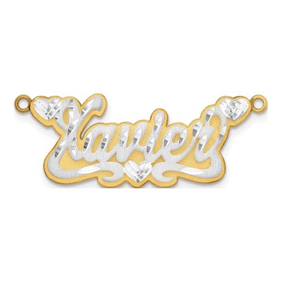 14K Two-Tone Gold Personalized Name Plate Pendant