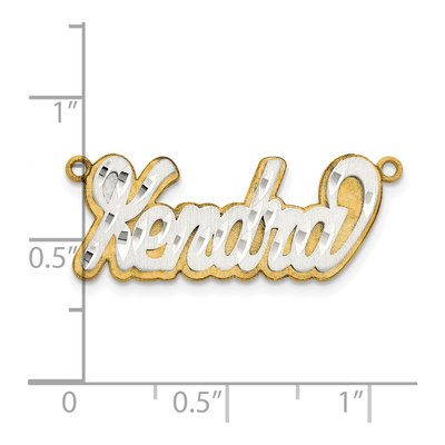 14K Two-Tone Gold Personalized Name Plate Pendant – view 3