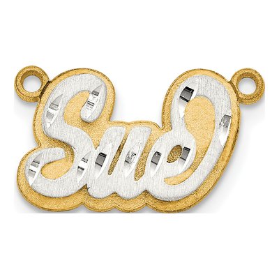 14K Two-Tone Gold Personalized Name Plate Pendant – view 2