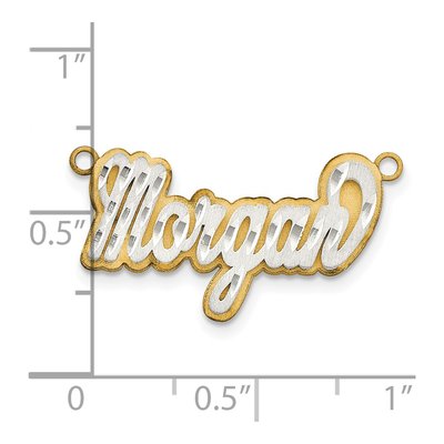 14K Two-Tone Gold Personalized Name Plate Pendant – view 3