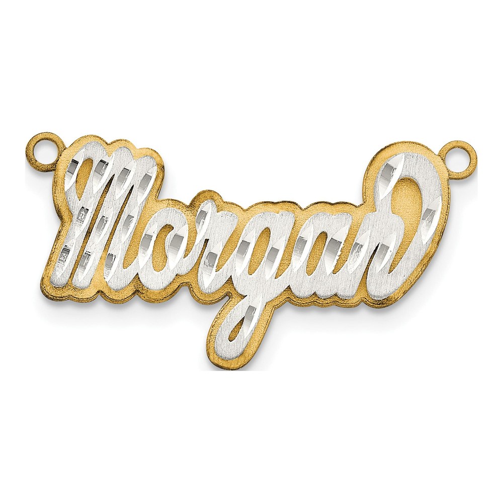 14K Two-Tone Gold Personalized Name Plate Pendant