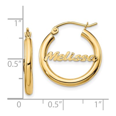 14K Yellow Gold 21mm Personalized Name Plate Hoop Earrings – view 3