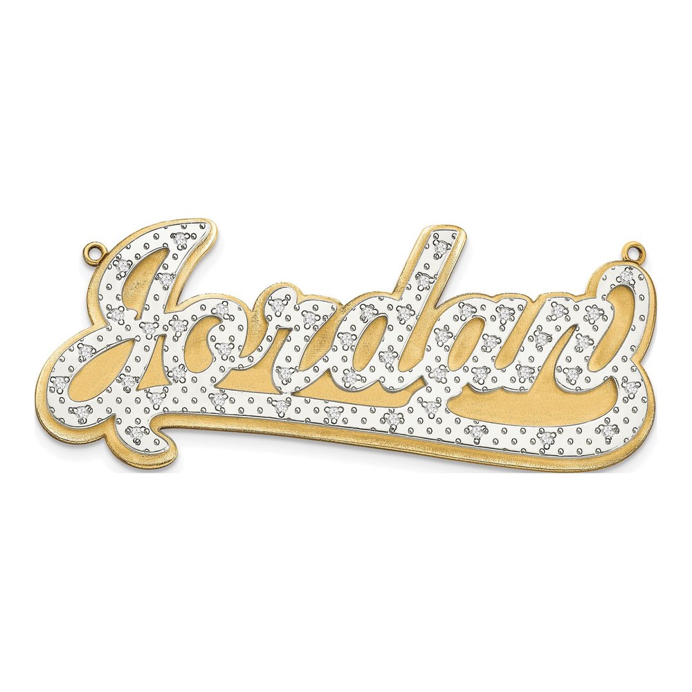 14K Yellow Gold 1/5 ct tw Diamond Personalized Name Plate Pendant