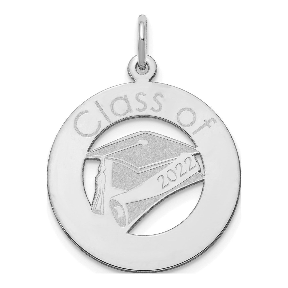 14K White Gold Personalized Graduation Charm