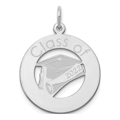 14K White Gold Personalized Graduation Charm