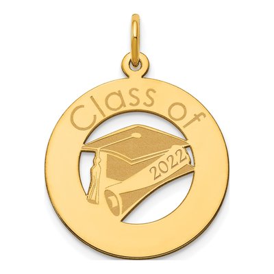 14K Yellow Gold Personalized Graduation Charm