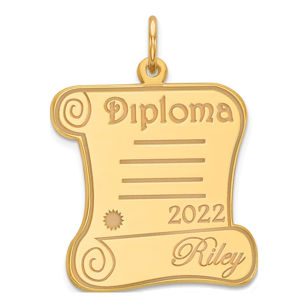 Gold-Plated Sterling Silver Personalized Diploma Charm