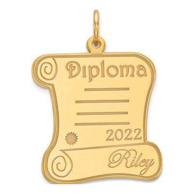 Gold-Plated Sterling Silver Personalized Diploma Charm