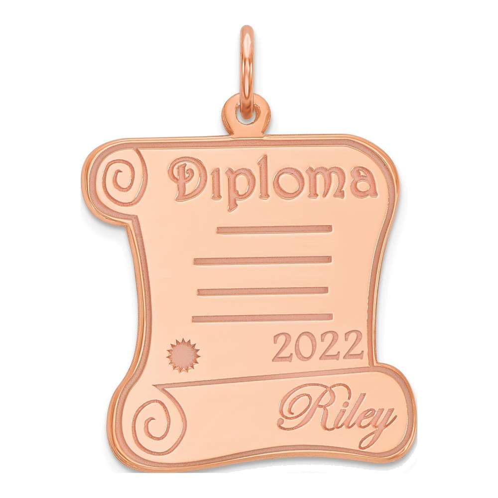 Rose Gold-Plated Sterling Silver Personalized Diploma Charm