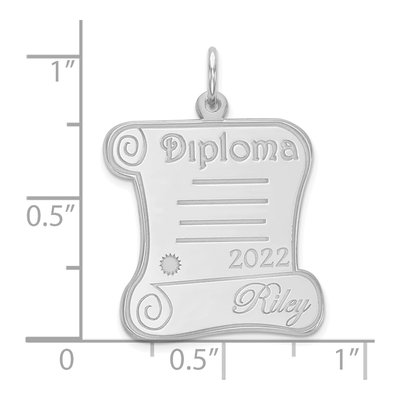 Sterling Silver Personalized Diploma Charm – view 2