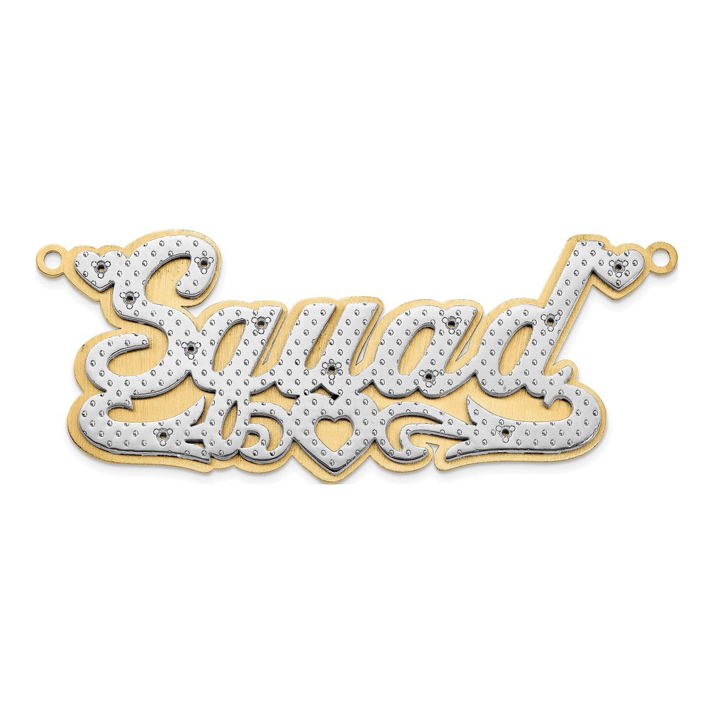 14K Yellow Gold 1/20 ct tw Diamond Personalized Heart Name Plate Pendant