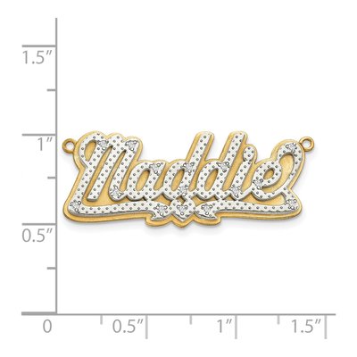 14K Gold Diamond Name Plate Pendant, Custom – view 2