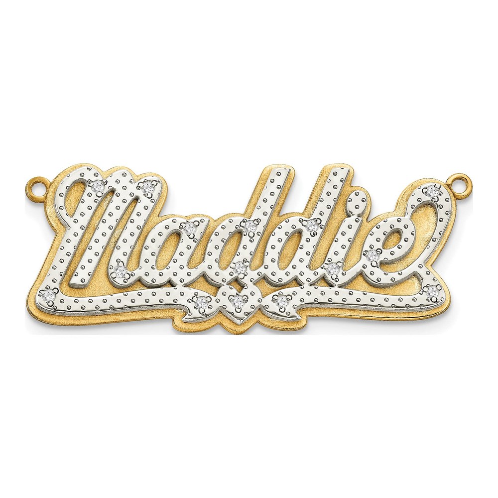14K Gold Diamond Name Plate Pendant, Custom