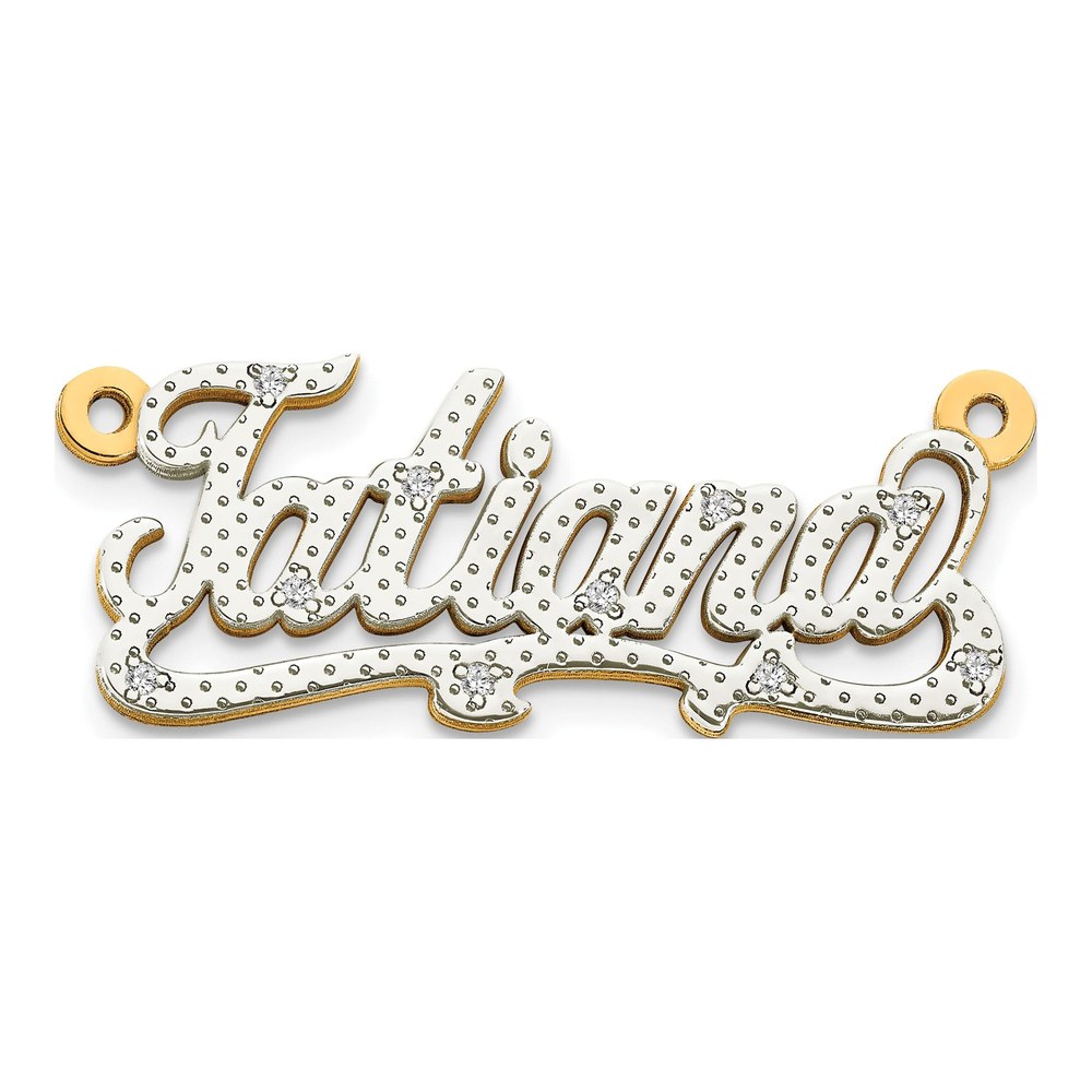 14K Yellow Gold 1/20 ct tw Diamond Personalized Name Plate Pendant