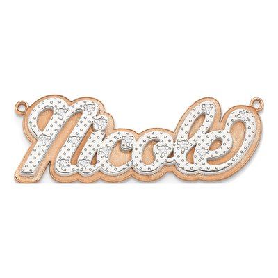 14K Rose Gold 1/20 ct tw Diamond Name Plate Pendant