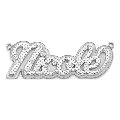 14K White Gold 1/20 ct tw Diamond Name Plate Pendant