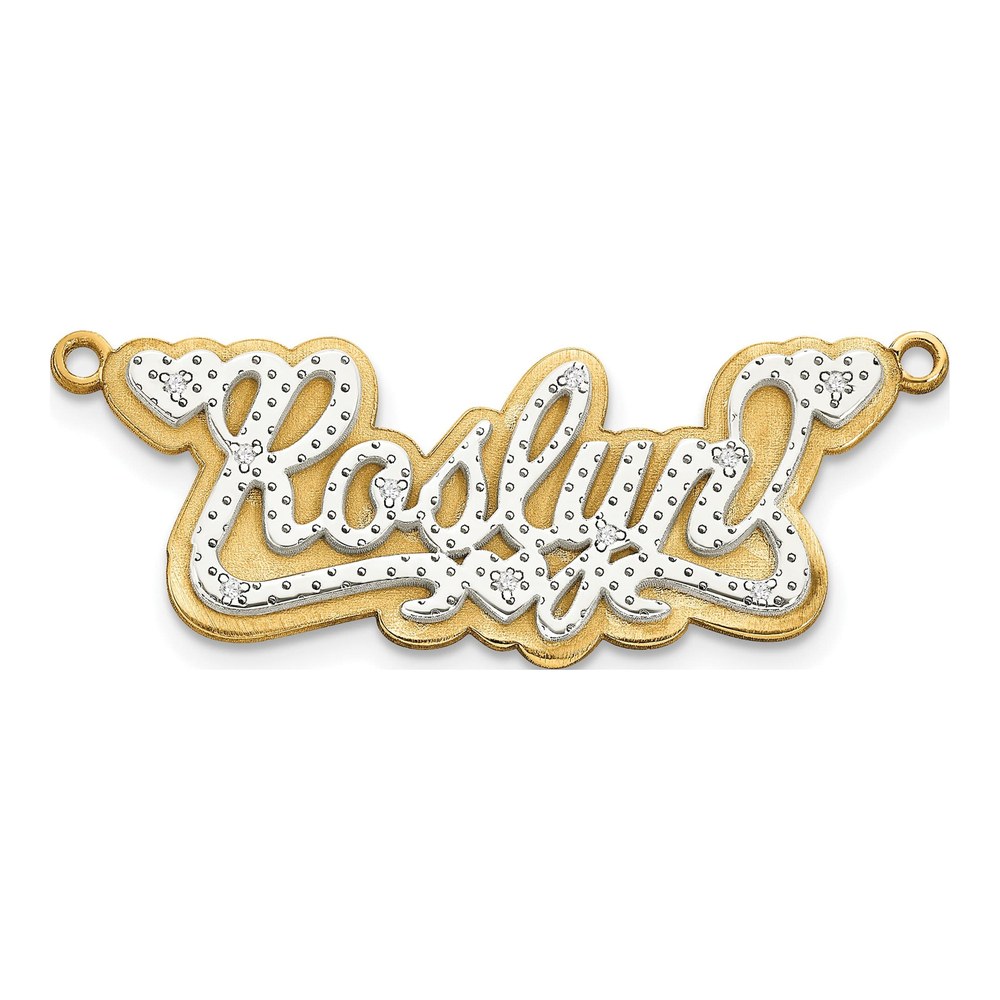 14K Yellow Gold 1/20 ct tw Diamond Name Plate Pendant