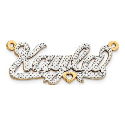 14K Yellow Gold Diamond 3D Name Plate Pendant