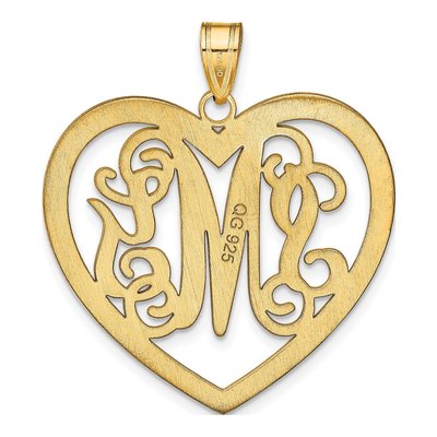 Gold-Plated Sterling Silver Personalized Monogram Heart Pendant – view 4