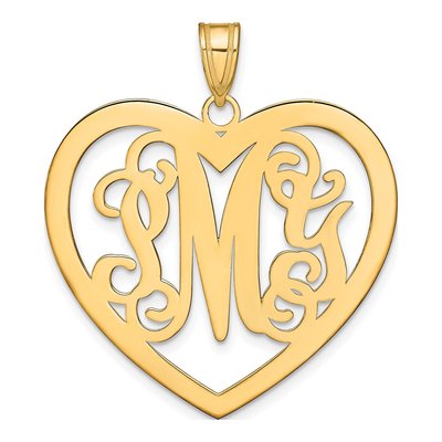 Gold-Plated Sterling Silver Personalized Monogram Heart Pendant
