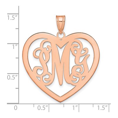 14K Rose Gold Large Monogram Heart Pendant – view 3