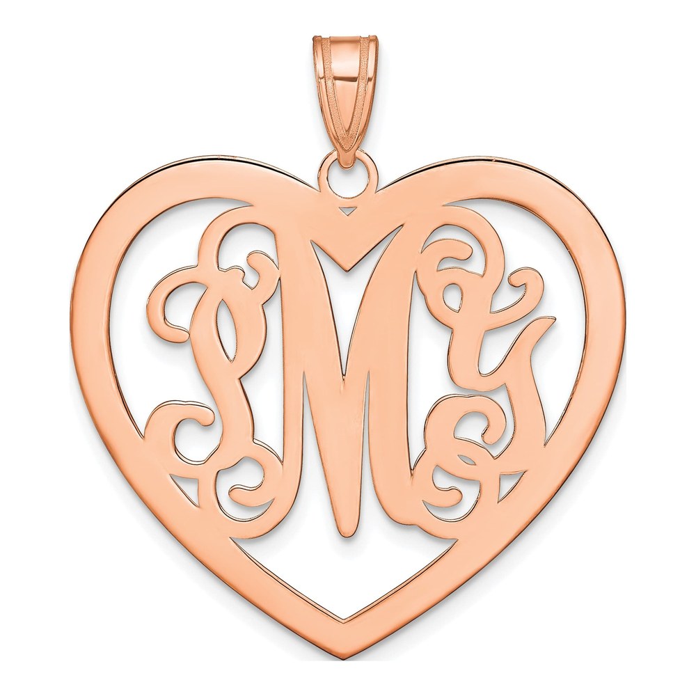 14K Rose Gold Large Monogram Heart Pendant