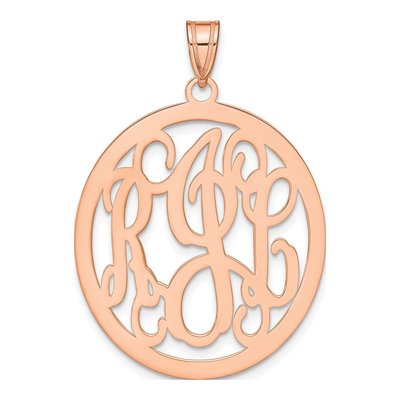 14K Rose Gold Personalized Round Monogram Pendant