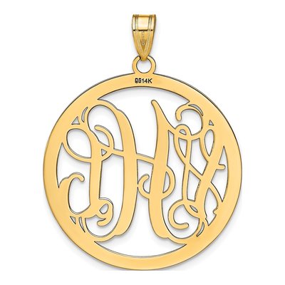 Gold-Plated Sterling Silver Large Round Monogram Pendant – view 4