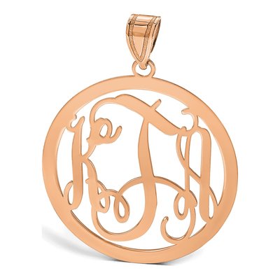 14K Rose Gold Large Round Monogram Pendant – view 5
