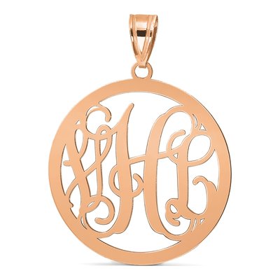 14K Rose Gold Large Round Monogram Pendant – view 6