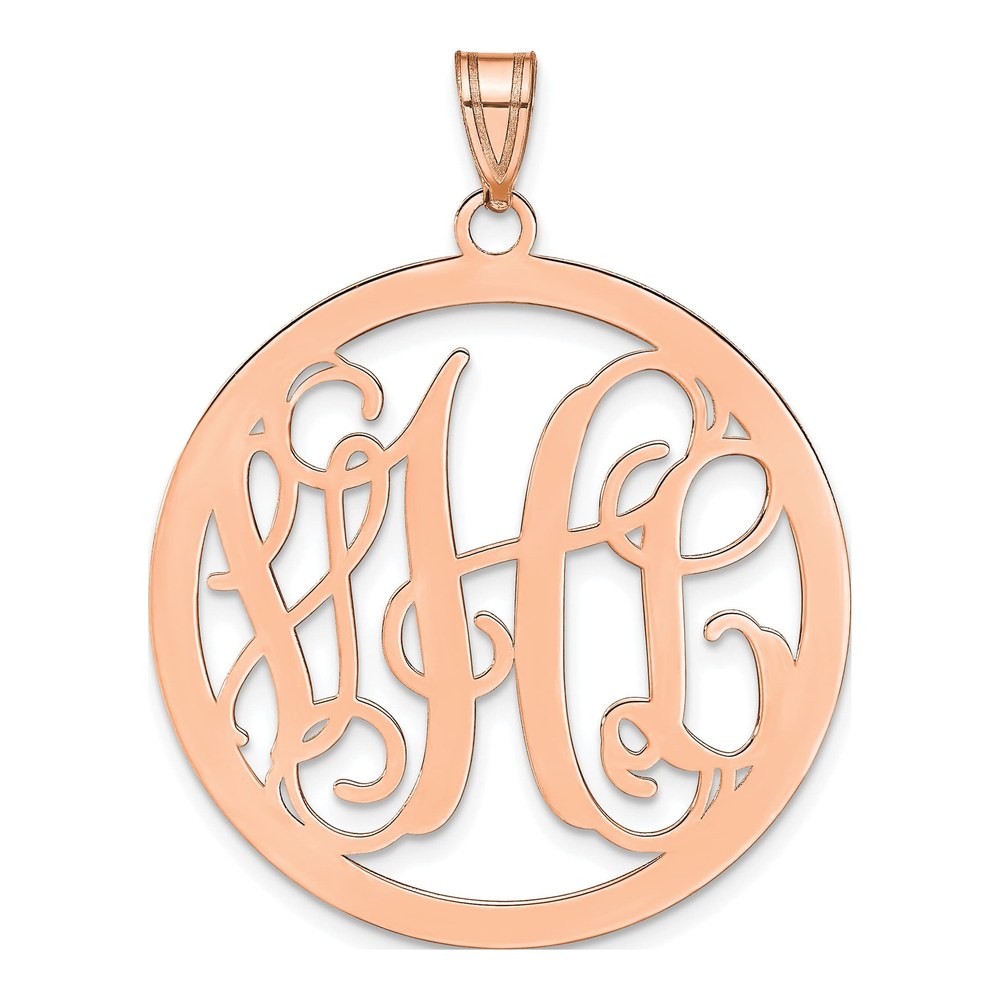 Sterling Silver/rose-Plated Large Round Monogram Pendant