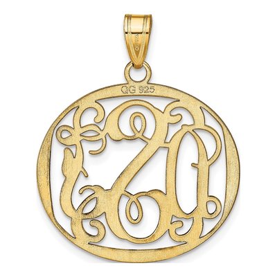 Gold-Plated Sterling Silver Round Monogram Pendant – view 4