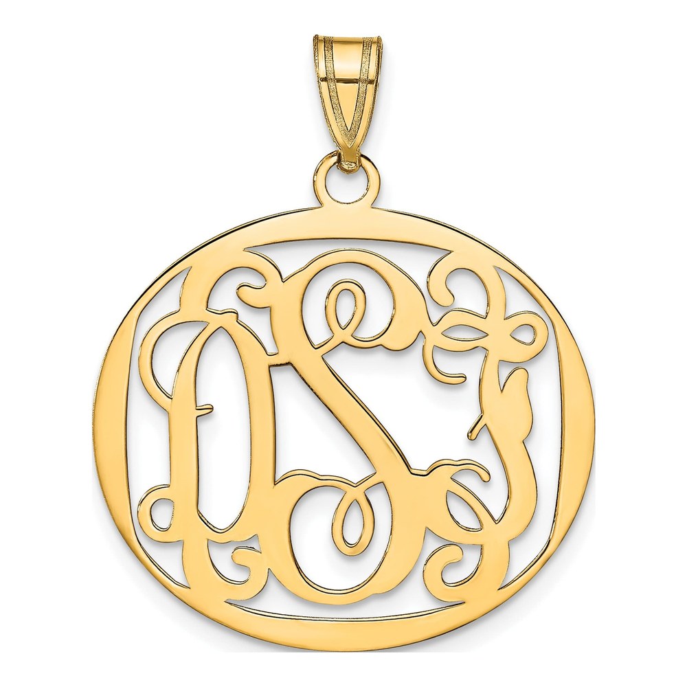 Gold-Plated Sterling Silver Round Monogram Pendant