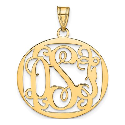 Gold-Plated Sterling Silver Round Monogram Pendant