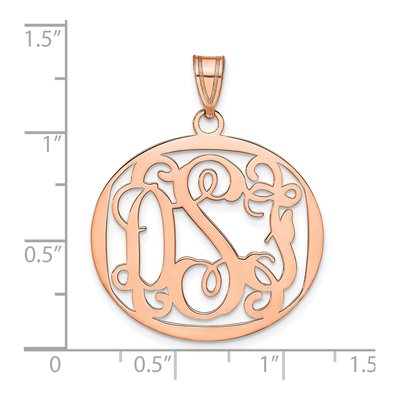 14K Rose Gold Personalized Round Monogram Pendant – view 3