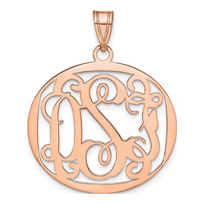 14K Rose Gold Personalized Round Monogram Pendant