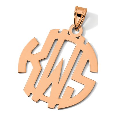14K Rose Gold Circle Monogram Pendant – view 5