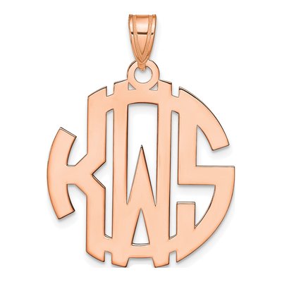 14K Rose Gold Circle Monogram Pendant