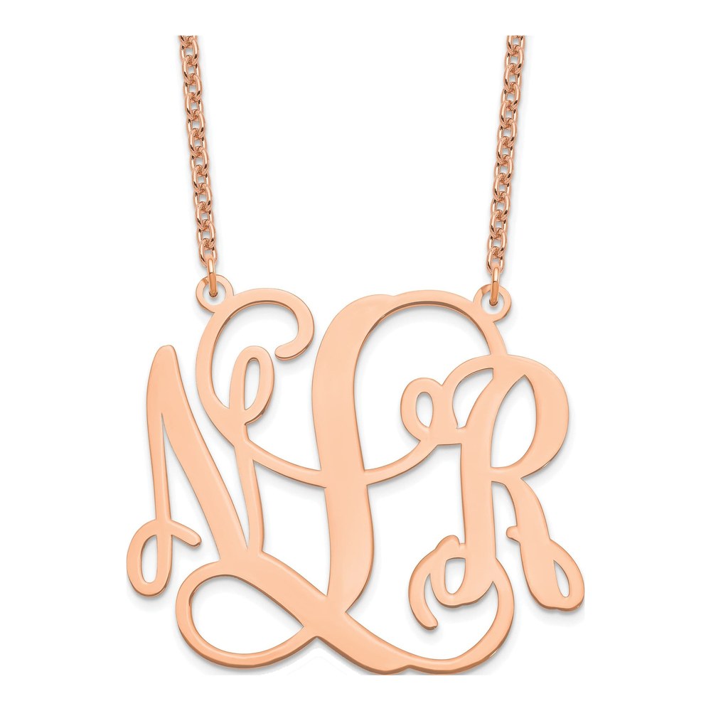 Rose Gold-Plated Sterling Silver Personalized Monogram Pendant Necklace